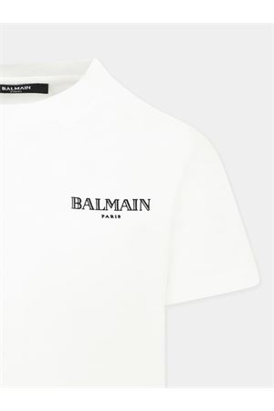 T-shirt con logo gommato BALMAIN PARIS KIDS | BW8P11Z0116100NE